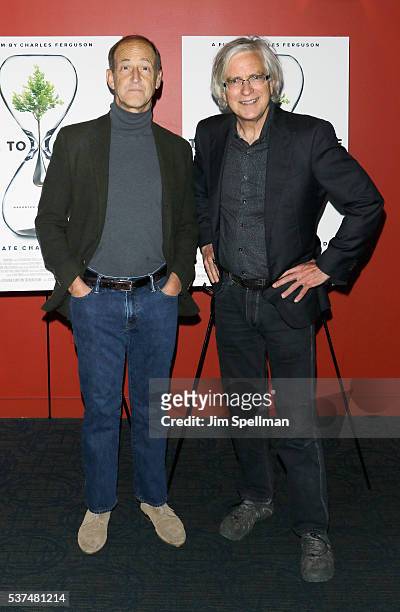 Director Charles Ferguson and producer Tom Dinwoodie attend the "Time To Choose" New York screening at Landmark's Sunshine Cinema on June 1, 2016 in...
