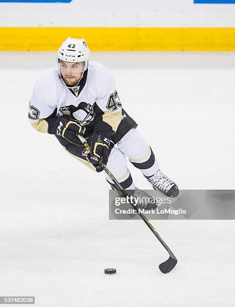 Conor Sheary of the Pittsburgh Penguins skates against the Tampa Bay Lightning during Game Four of the Eastern Conference Finals in the 2016 NHL...