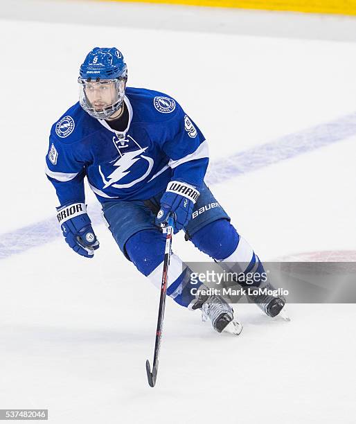 Tyler Johnson of the Tampa Bay Lightning skates against the Pittsburgh Penguins during the third period of Game Four of the Eastern Conference Finals...
