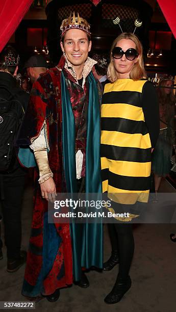 Joey Essex and Kate Reardon attend Tatler's 'Kings And Queens' party at Savini at Criterion on June 1, 2016 in London, England.