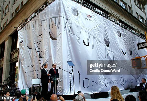 Johan de Nysschen and Andrew Cuomo attend the Cadillac House Grand Opening at 330 Hudson St on June 1, 2016 in New York City.