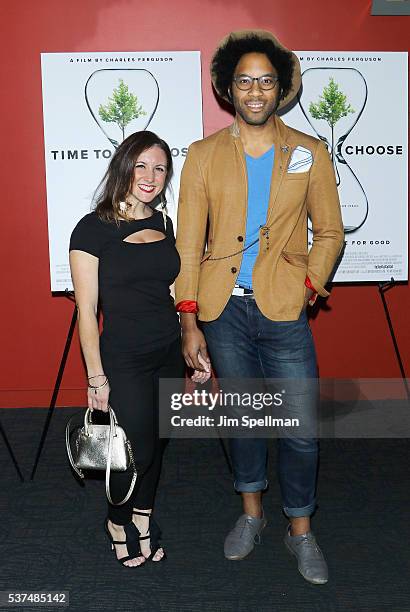 Lauren Fernandez and actor Johnathan Fernandez attend the "Time To Choose" New York screening at Landmark's Sunshine Cinema on June 1, 2016 in New...