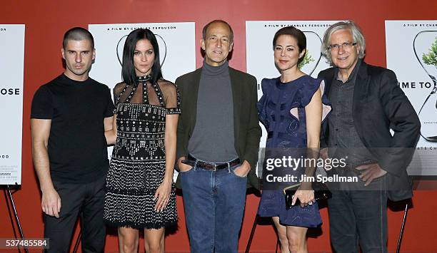 Leigh Lezark, Geordon Nicol, director Charles Ferguson, producers Audrey Marrs and Tom Dinwoodie attend the "Time To Choose" New York screening at...