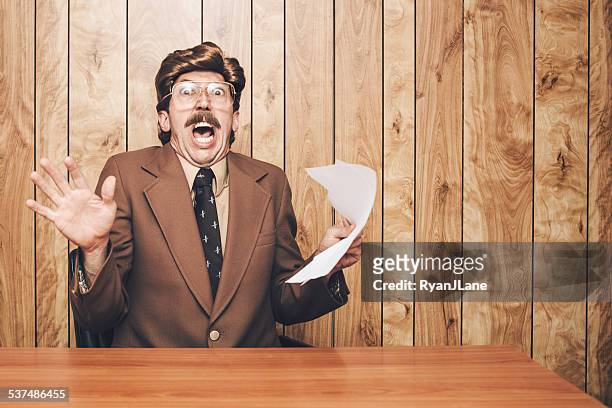news anchor man surprised - newscaster stock pictures, royalty-free photos & images
