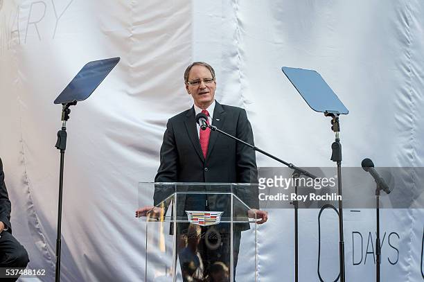Executive Vice President of General Motors and President at Global Cadillac Johan de Nysschen speaks during the Cadillac House Grand Opening at 330...