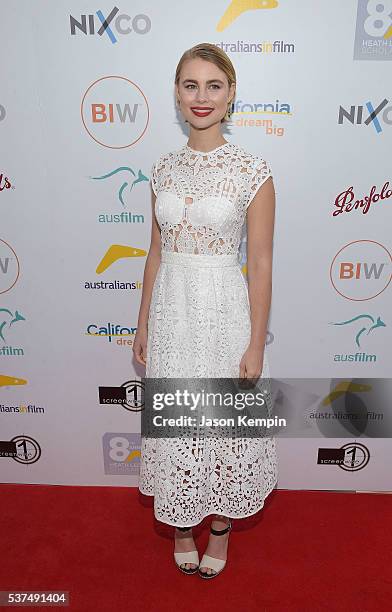 Actress Lucy Fry attends the Australians In Film: Heath Ledger Scholarship Dinner at Mr. C Beverly Hills on June 1, 2016 in Beverly Hills, California.