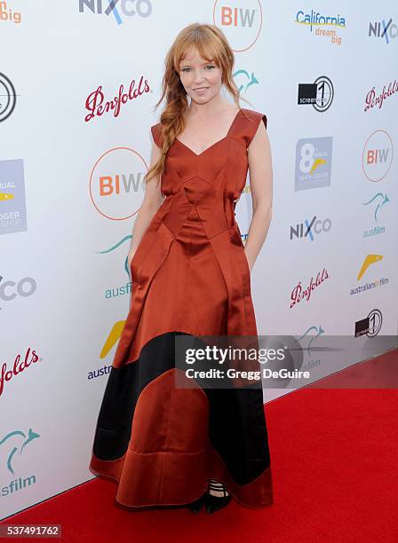 Actress Stef Dawson arrives at Australians In Film Heath Ledger Scholarship Dinner on June 1, 2016 in Beverly Hills, California.