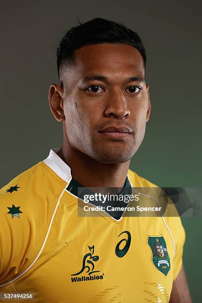 Israel Folau of the Wallabies poses during an Australian Wallabies portrait session on May 30, 2016 in Sunshine Coast, Australia.