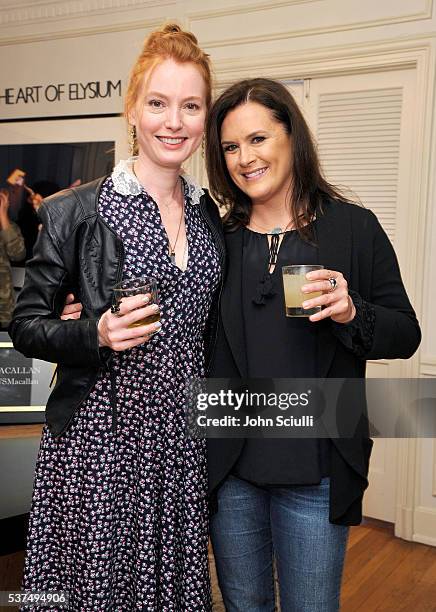 Alicia Witt, actress, singer/songwriter/pianist and Jennifer Howell, Art of Elysium founder attend The Art of Elysium and The Macallan's Men In The...