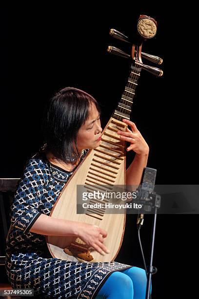40th Anniversary Festival" at Asia Society on Saturday night, February 7, 2015.This image:Wu Man, on pipa, performing her composition "Night...