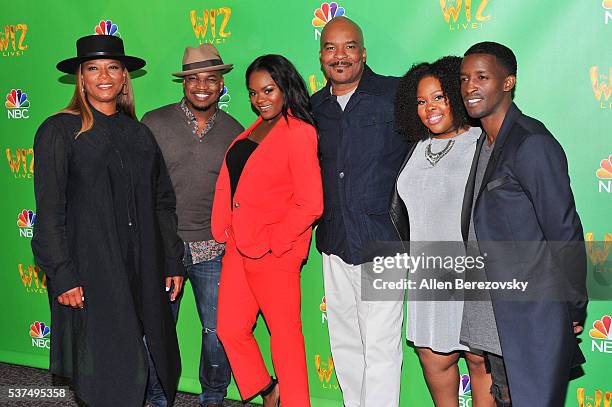 Actors Queen Latifah, Ne-Yo, Shanice Williams, David Alan Grier, Amber Riley and Elijah Kelley attend the Television Academy Event for NBC's "The Wiz...