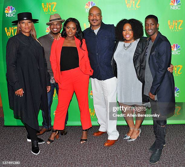 Actors Queen Latifah, Ne-Yo, Shanice Williams, David Alan Grier, Amber Riley and Elijah Kelley attend the Television Academy Event for NBC's "The Wiz...