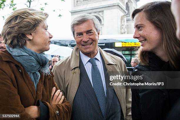 Valerie Pecresse, President of Ile de France Region, Vincent Bollore, CEO of Bollore, the transport and international logistics group and his...