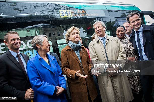 Elisabeth Borne, Chairwoman and CEO of RATP, the French public transport operator, Valerie Pecresse, President of Ile de France Region and Vincent...