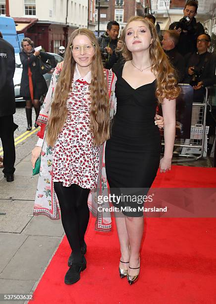 Jessie Cave and Bebe Cave arrive for the UK Premiere of "Tale Of Tales" at The Curzon Mayfair on June 1, 2016 in London, England.
