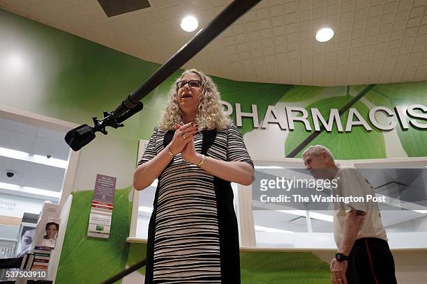 Rachel Levine, MD, physician general for the state of Pennsylvania, is interviewed following a press conference at a pharmacy in Harrisburg, PA, on...