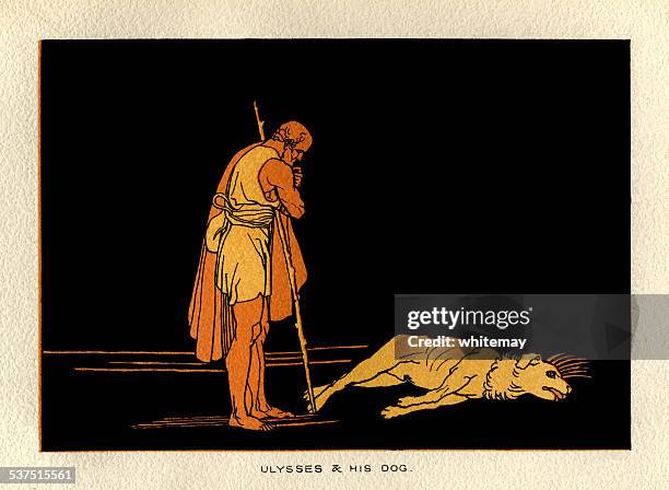 ilustraciones, imágenes clip art, dibujos animados e iconos de stock de ulysses y su perro - ulises