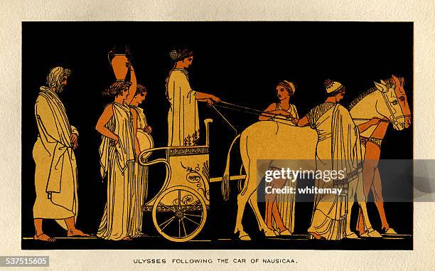 ilustraciones, imágenes clip art, dibujos animados e iconos de stock de ulysses siguientes el coche de nausicaa - ulises