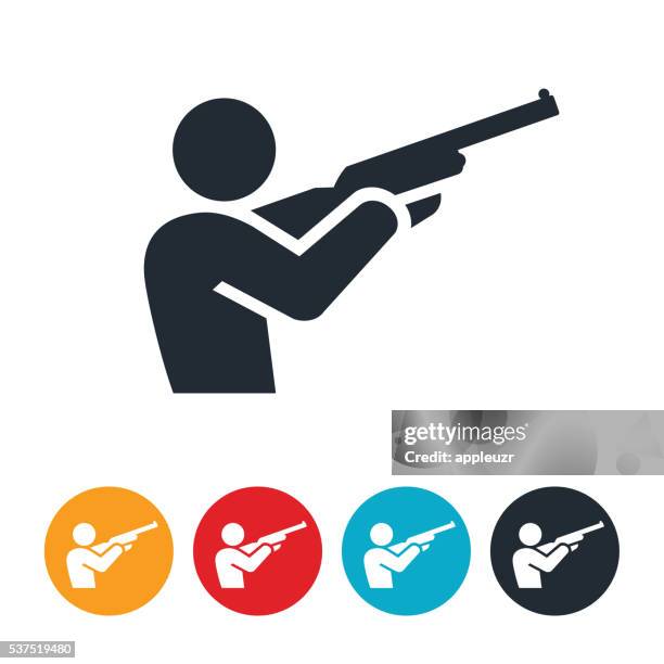 stockillustraties, clipart, cartoons en iconen met hunter shooting icon - shooting a weapon