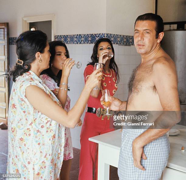 The Spanish bullfighter Antonio Ordonez with his wife Carmina and his daughters Belen and Carmen, at his farm of Valcargado in Medina Sidonia...