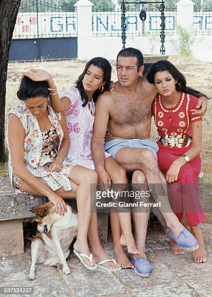 The Spanish bullfighter Antonio Ordonez with his wife Carmina and his daughters Belen and Carmen at his farm of Valcargado in Medina Sidonia Cadiz,...