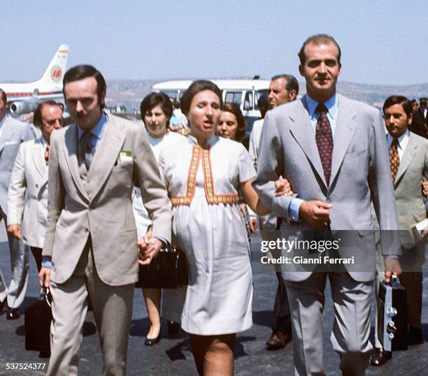 The Spanish King Juan Carlos received at the airport of Barajas his sister the Princess Margarita and her husband Carlos Zurita, returning from...