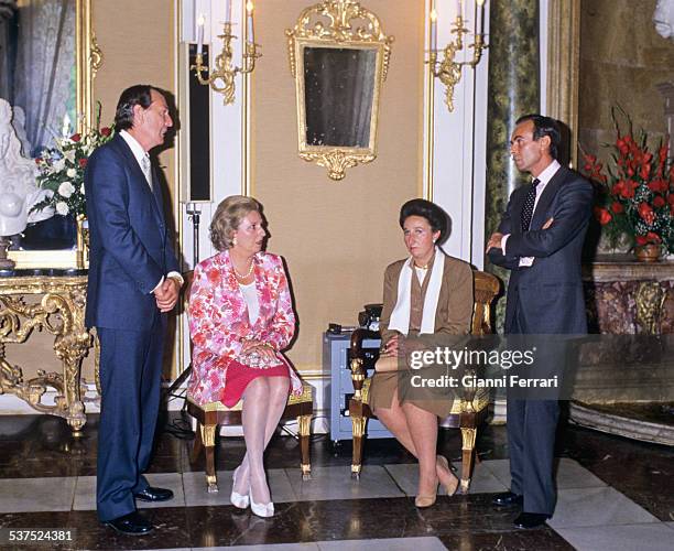 . Luis Gomez Acebo, his wife the Princess Pilar of Borbon, the Princess Margarita of Borbon, her husband Carlos Zurita at the Palacio de la Granja...