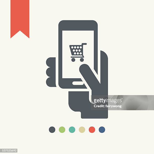 mobile shopping icon - on the move icon stock illustrations