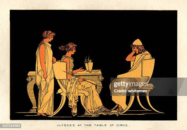 ulysses at the table of circe - trojan war 幅插畫檔、美工圖案、卡通及圖標