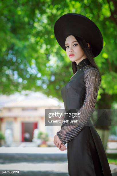 Beautiful Vietnamese Girl Wearing Black Luxury Color Ao Dai