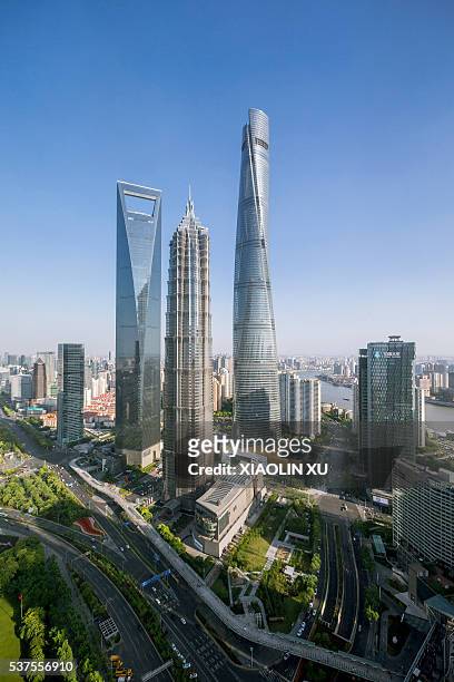 shanghai landmark - swfc stock pictures, royalty-free photos & images