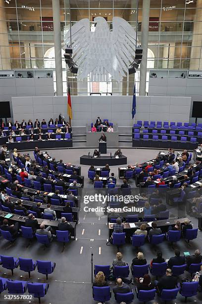 Parliamentarians at the Bundestag discuss a resolution on whether to recognize the 1915 Armenian genocide on June 2, 2016 in Berlin, Germany. The...