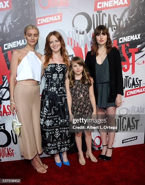 Actresses Julia Crockett, Wren Schmidt, Madeline McGraw and Kate Lyn Sheil arrive for the Premiere Of Cinemax's "Outcast" held at Hollywood Forever...