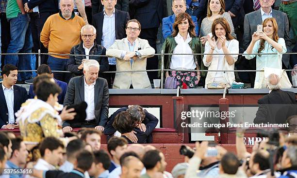 Yolanda Gonzalez, Nuria Gonzalez and Nieves Alvarez attend La Beneficiencia Bullfight Fair at Las Ventas Bullring on June 1, 2016 in Madrid, Spain.