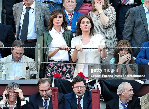 Yolanda Gonzalez, Nuria Gonzalez and Nieves Alvarez attend La Beneficiencia Bullfight Fair at Las Ventas Bullring on June 1, 2016 in Madrid, Spain.