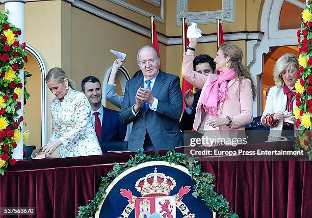 Cristina Cifuentes, King Juan Carlos and Princess Elena attend La Beneficiencia Bullfight Fair at Las Ventas Bullring on June 1, 2016 in Madrid,...