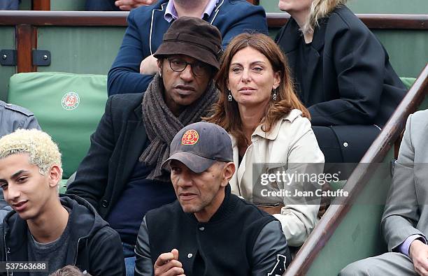 Manu Katche and his wife Laurence Katche attend day 11 of the 2016 French Open held at Roland-Garros stadium on June 1, 2016 in Paris, France.