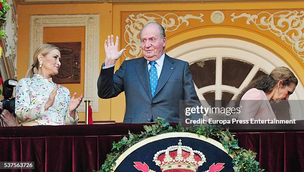 Cristina Cifuentes, King Juan Carlos and Princess Elena attend La Beneficiencia Bullfight Fair at Las Ventas Bullring on June 1, 2016 in Madrid,...