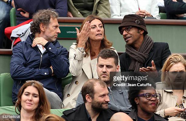 Stephane Freiss, Manu Katche and his wife Laurence Katche attend day 11 of the 2016 French Open held at Roland-Garros stadium on June 1, 2016 in...