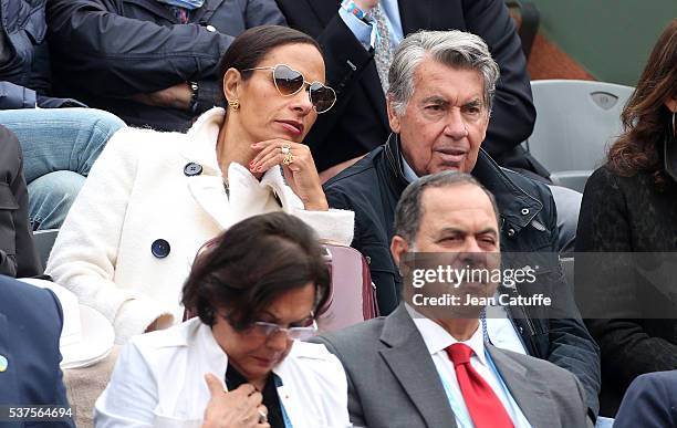 Manolo Santana and his wife Claudia Rodriguez Santana attend day 11 of the 2016 French Open held at Roland-Garros stadium on June 1, 2016 in Paris,...