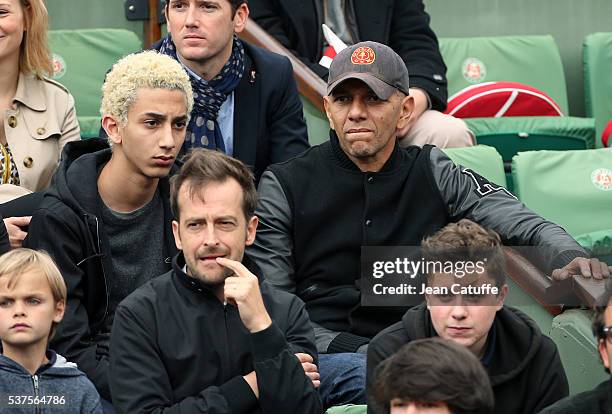 Roshdy Zem and his son Chad Zem attend day 11 of the 2016 French Open held at Roland-Garros stadium on June 1, 2016 in Paris, France.