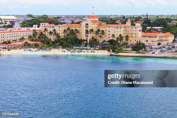 Looking down on the British Colonial Hilton Hotel, Nassau, New Providence, Bahamas. From the deck of a cruise ship.