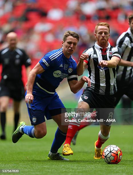 Nicky Wroe of Halifax Town and Craig Disley of Grimsby Town during The FA Trophy Final match between Grimsby Town and Halifax Town at Wembley Stadium...