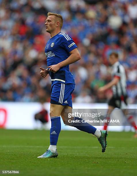 Jordan Burrow of Halifax Town during The FA Trophy Final match between Grimsby Town and Halifax Town at Wembley Stadium on May 22, 2016 in London,...