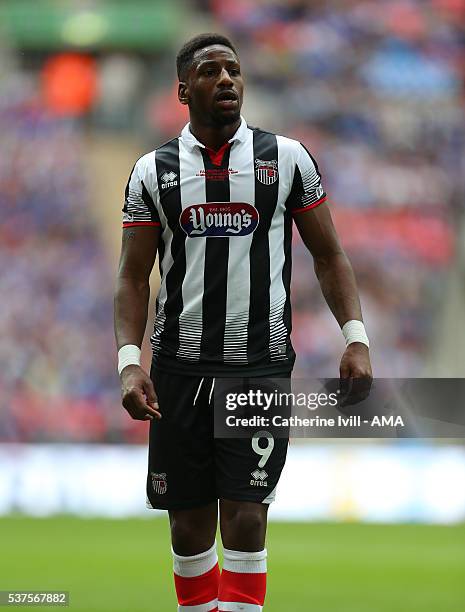 Omar Bogle of Grimsby Town during The FA Trophy Final match between Grimsby Town and Halifax Town at Wembley Stadium on May 22, 2016 in London,...