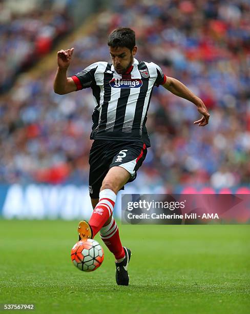 Shaun Pearson of Grimsby Town during The FA Trophy Final match between Grimsby Town and Halifax Town at Wembley Stadium on May 22, 2016 in London,...