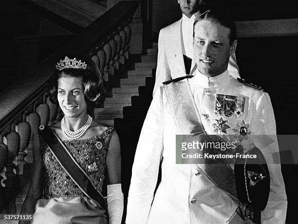 Prince Harald and Princess Tatiana Radzivill at the marriage of King Constantine and Princess Anne-Marie, in October 1964 in Athens, Greece.