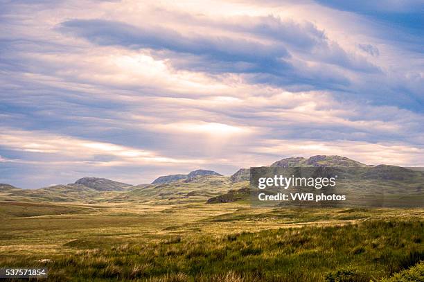 rugged moorland at sunset, isle of jura - argyle stock pictures, royalty-free photos & images