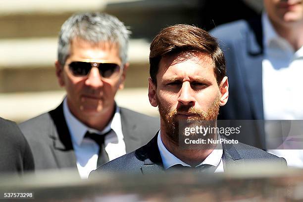 The F.C.Barcelona, Lionel Messi and his father, Jorge Horacio Messi, attend to court over tax fraud charges, June 2, 2016 in Barcelona, Spain.