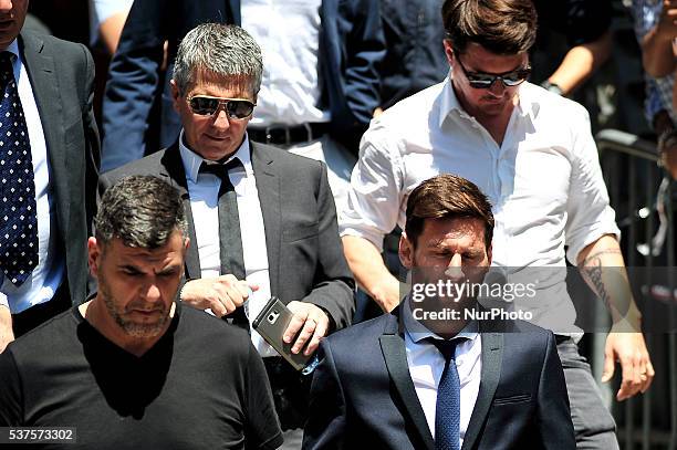 The F.C.Barcelona, Lionel Messi and his father, Jorge Horacio Messi, attend to court over tax fraud charges, June 2, 2016 in Barcelona, Spain.